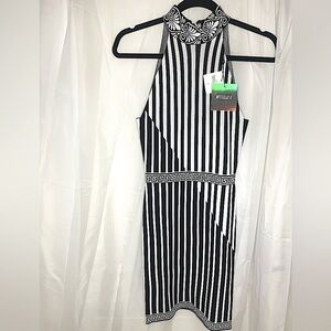 Missguided Women's Black & white Bodycon Bandage Dress US 2 UK 6